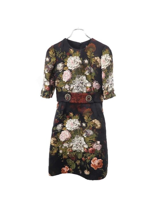 Dolce & Gabbana Dresses & Skirts - Dolce & Gabbana Flower Jacquard Bijou Stone Dress Black 38